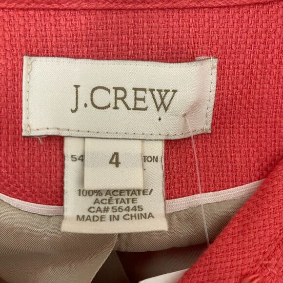 J.Crew Jacket Size 4 Coral Cropped Long Sleeve Fringe Trim Button NWT - Picture 12 of 16